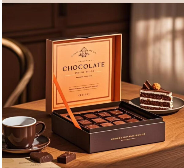 Holidaypacfactory orange ribbon chocolate gift box for premium dessert gifting