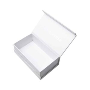 Holidaypacfactory custom magnetic open perfume box packaging white open box view