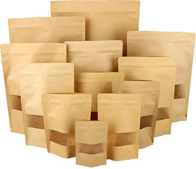 Holidaypacfactory granola cereal kraft paper pouch bags with clear window product image 4