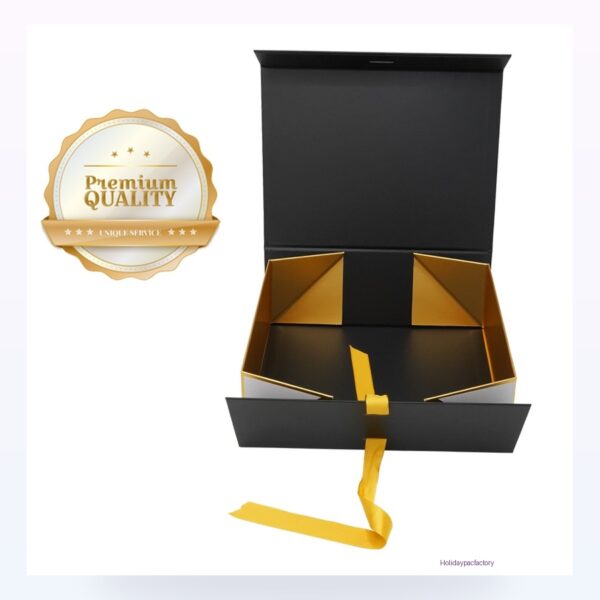 Holidaypacfactory collapsible book style gift box with ribbon product photo 3