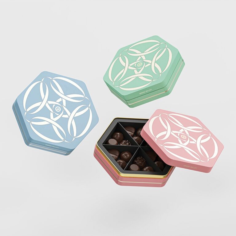 Holidaypacfactory colorful hexagon chocolate gift box packaging product image 1