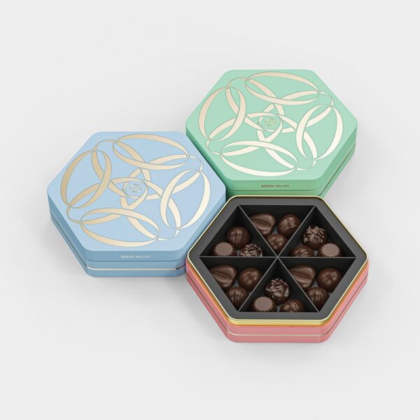 Holidaypacfactory colorful hexagon chocolate gift box packaging product image 2