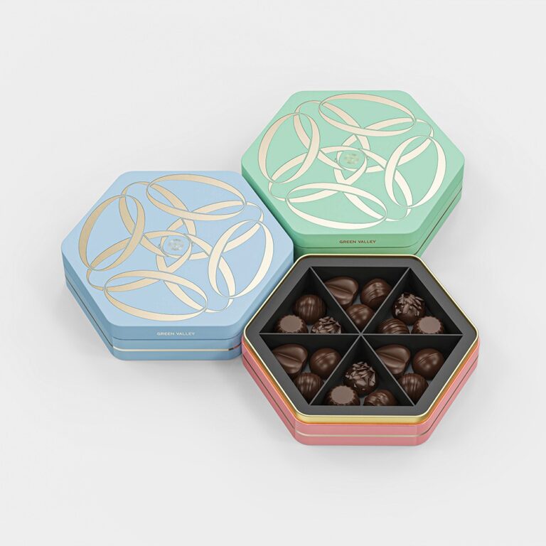 Holidaypacfactory colorful hexagon chocolate gift box packaging product image 1