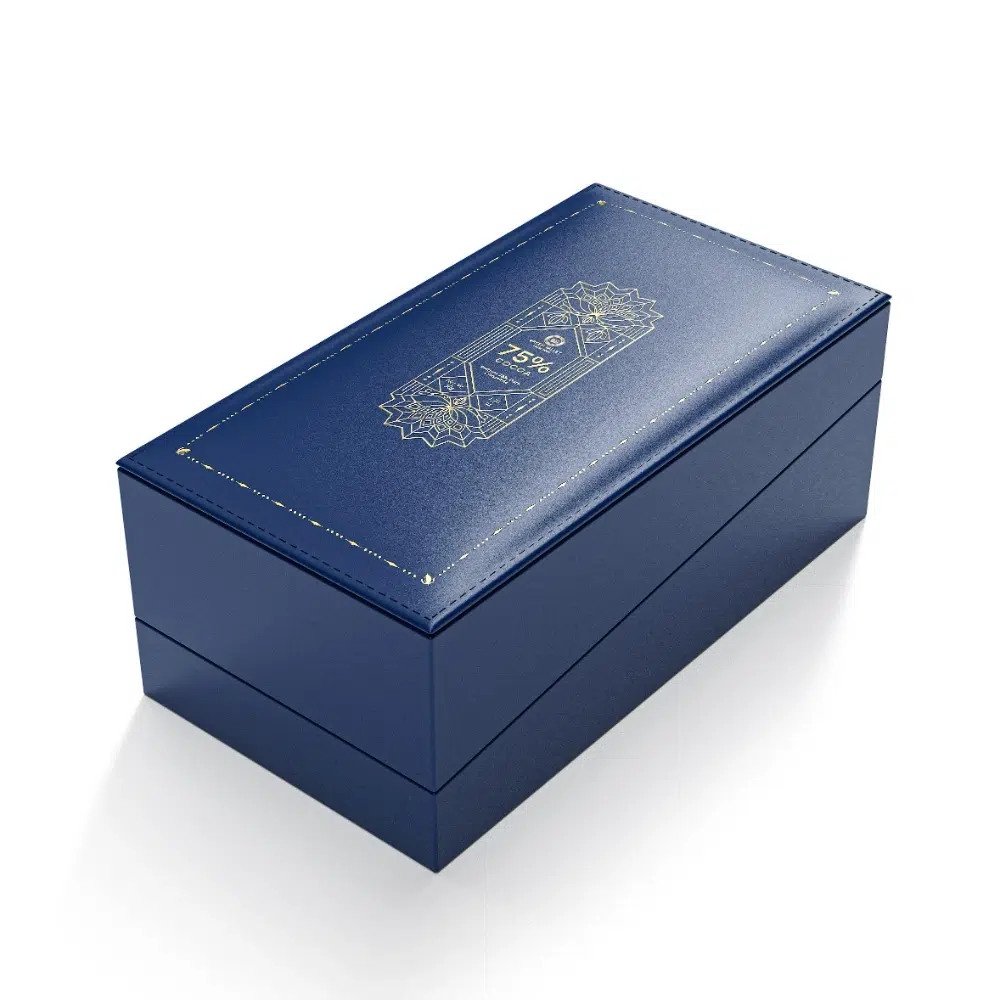 Holidaypacfactory leatherette paper chocolate gift box packaging material and surface detail
