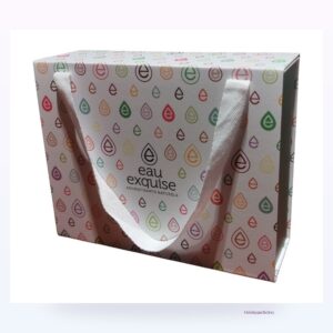 Holidaypacfactory foldable cardboard gift box with ribbon handle product photo 2