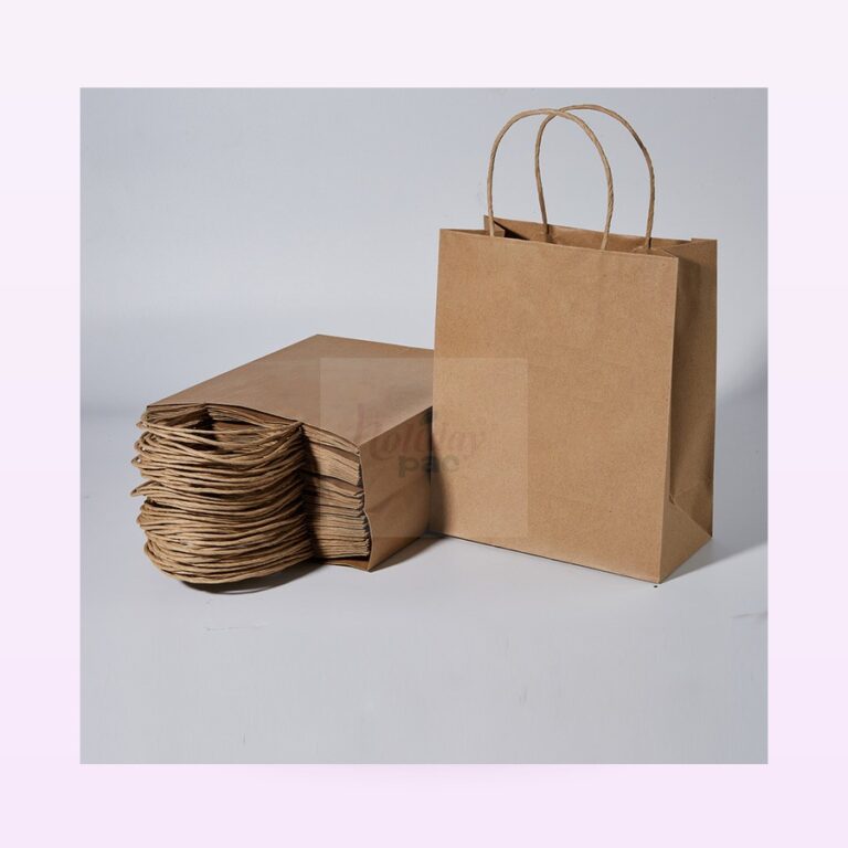 Holidaypacfactory supermarket twisted handle kraft grocery bags full bleed pale purple product image 1