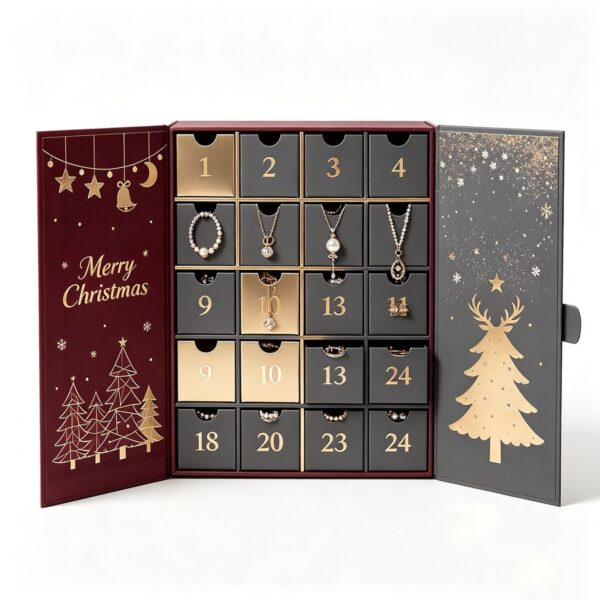 Holidaypacfactory 24 day jewelry drawer advent calendar box full canvas product image 1