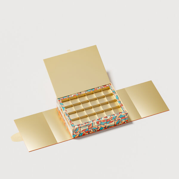 Holidaypacfactory magnetic open orange chocolate gift box packaging product image 5