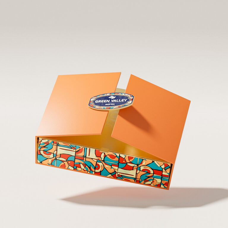 Holidaypacfactory magnetic open orange chocolate gift box packaging product image 1
