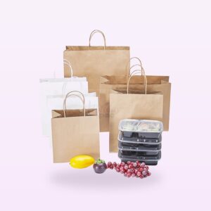 Holidaypacfactory blank kraft shopping bags with handles full bleed pale purple product image 1