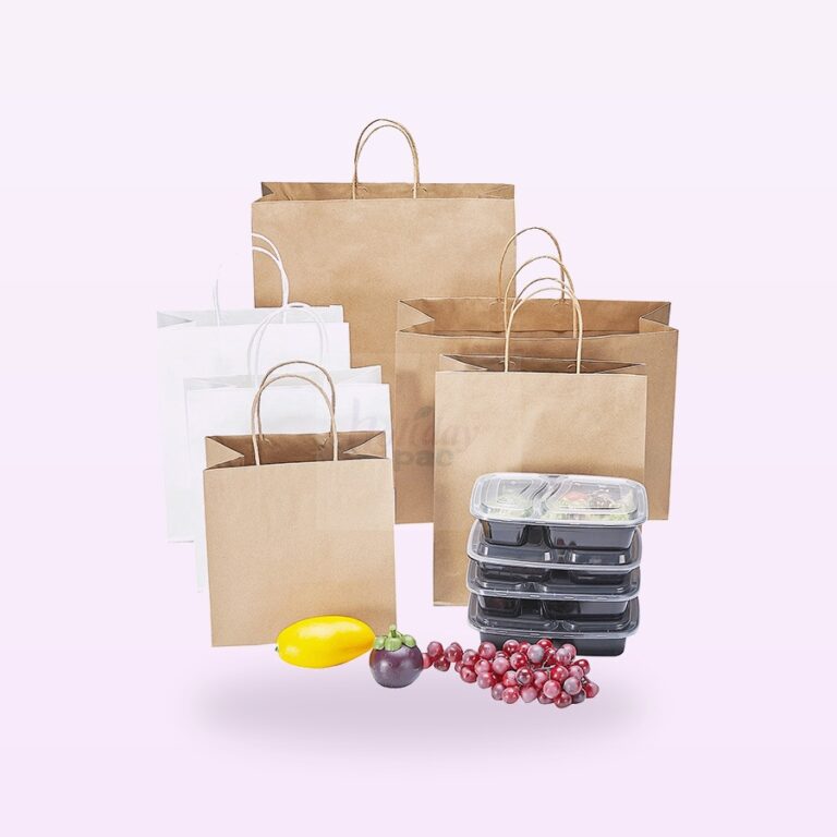 Holidaypacfactory blank kraft shopping bags with handles full bleed pale purple product image 1
