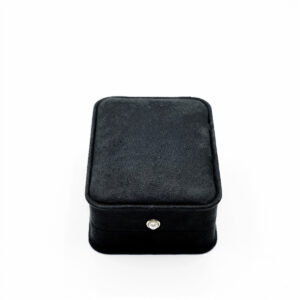 Black suede bracelet jewelry box closed top view