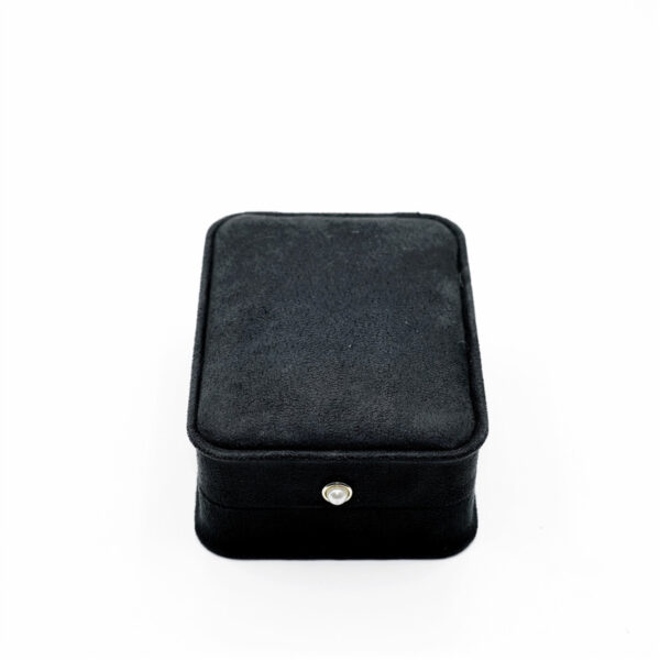 Black suede bracelet jewelry box closed top view