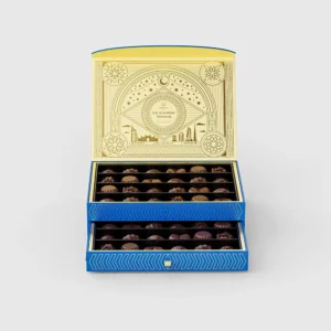 Holidaypacfactory custom blue magnetic drawer chocolate gift box two layer packaging image 2