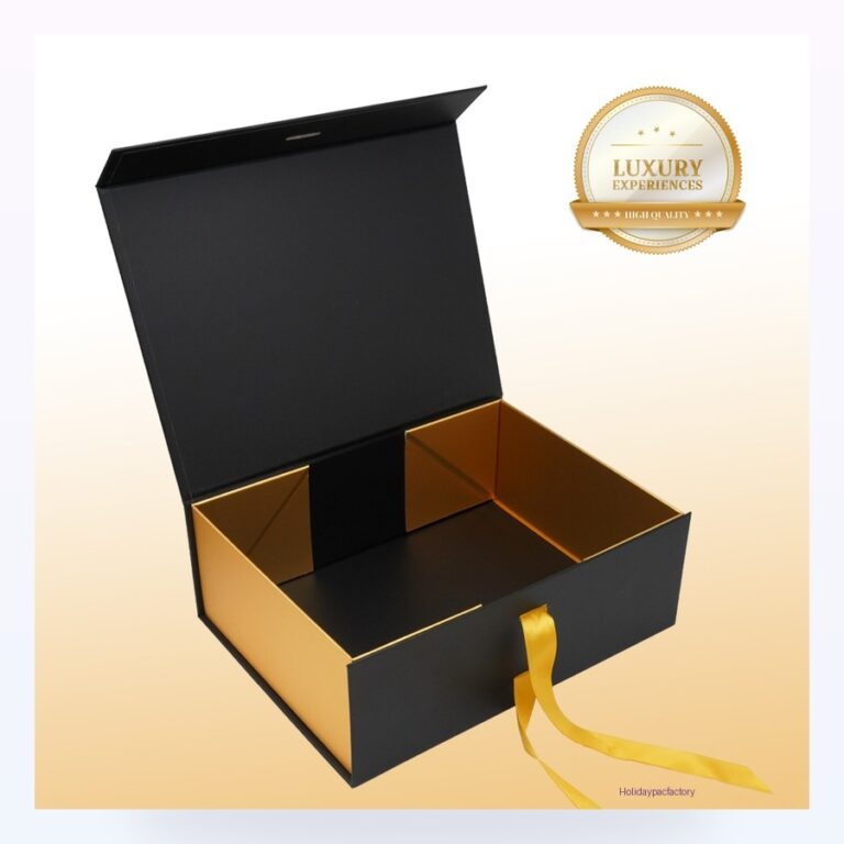 Holidaypacfactory collapsible book style gift box with ribbon product photo 1