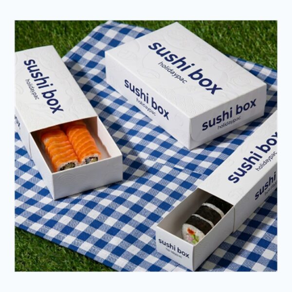 custom drawer sushi box with printed sleeve for salmon roll takeaway packaging Holidaypacfactory.cm image 1