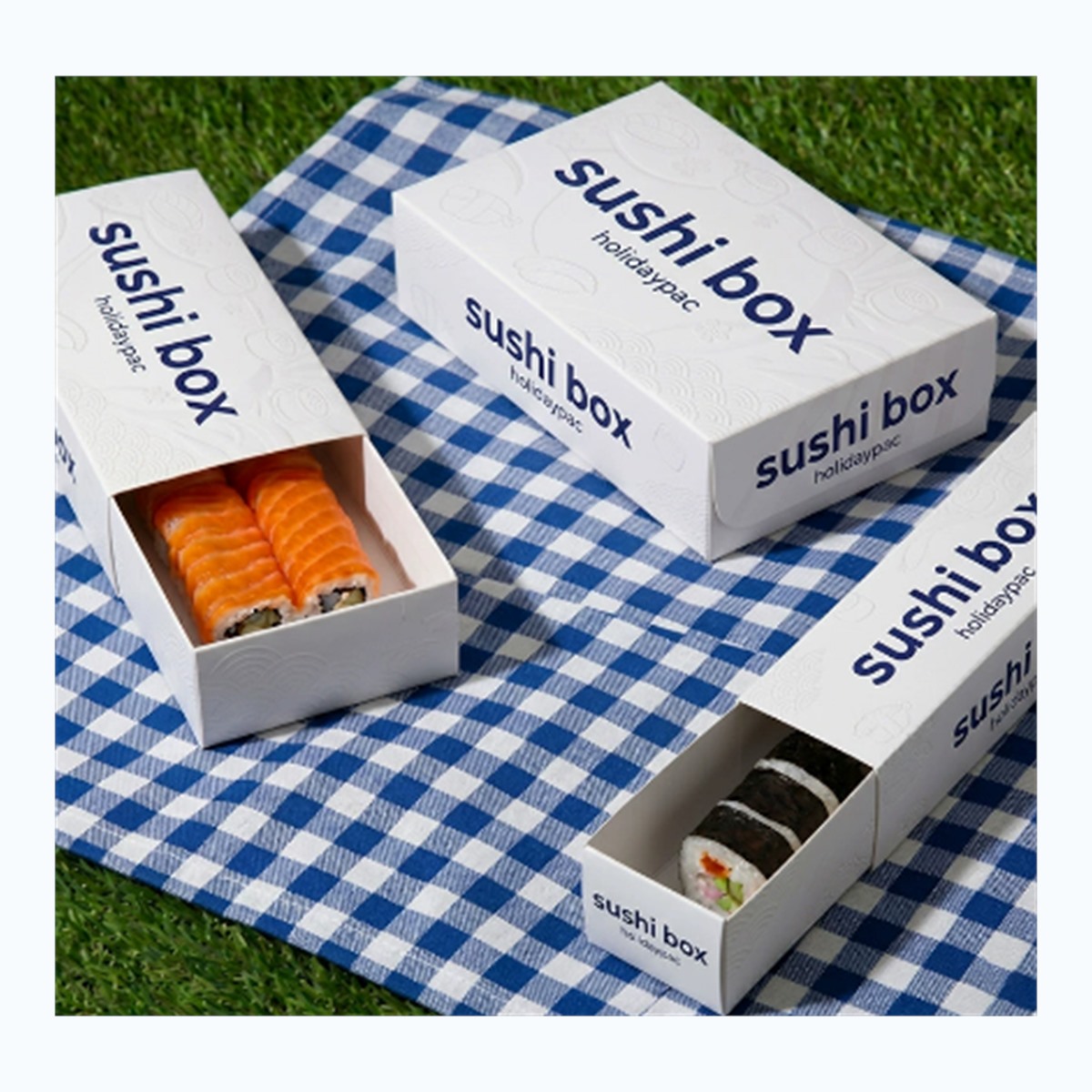 custom drawer sushi box with printed sleeve for salmon roll takeaway packaging Holidaypacfactory.cm image 1