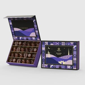 custom romantic night theme rigid chocolate gift box with magnetic flip lid Holidaypacfactory image 1
