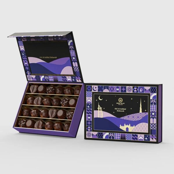 custom romantic night theme rigid chocolate gift box with magnetic flip lid Holidaypacfactory image 1