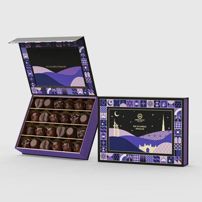 custom romantic night theme rigid chocolate gift box with magnetic flip lid Holidaypacfactory image 1