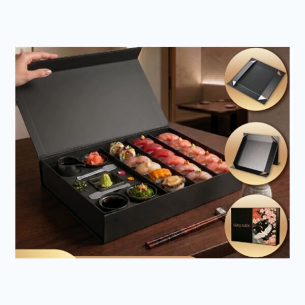 custom sushi magnetic folding box with sauce insert for omakase takeaway packaging Holidaypacfactory.cm image 1