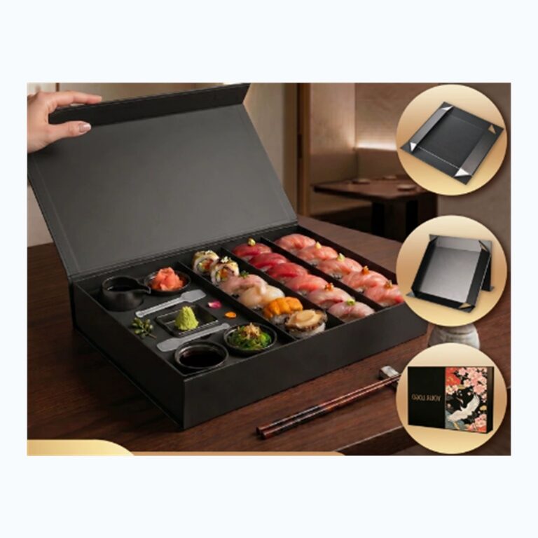 custom sushi magnetic folding box with sauce insert for omakase takeaway packaging Holidaypacfactory.cm image 1