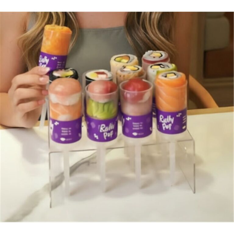 custom sushi push pop paper tube packaging with clear plunger cup for restaurant takeaway Holidaypacfactory image 1