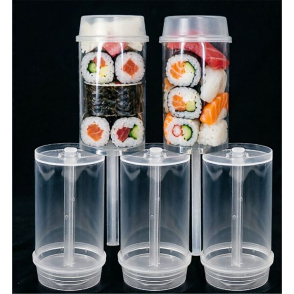 custom sushi push pop paper tube packaging with clear plunger cup for restaurant takeaway Holidaypacfactory image 4
