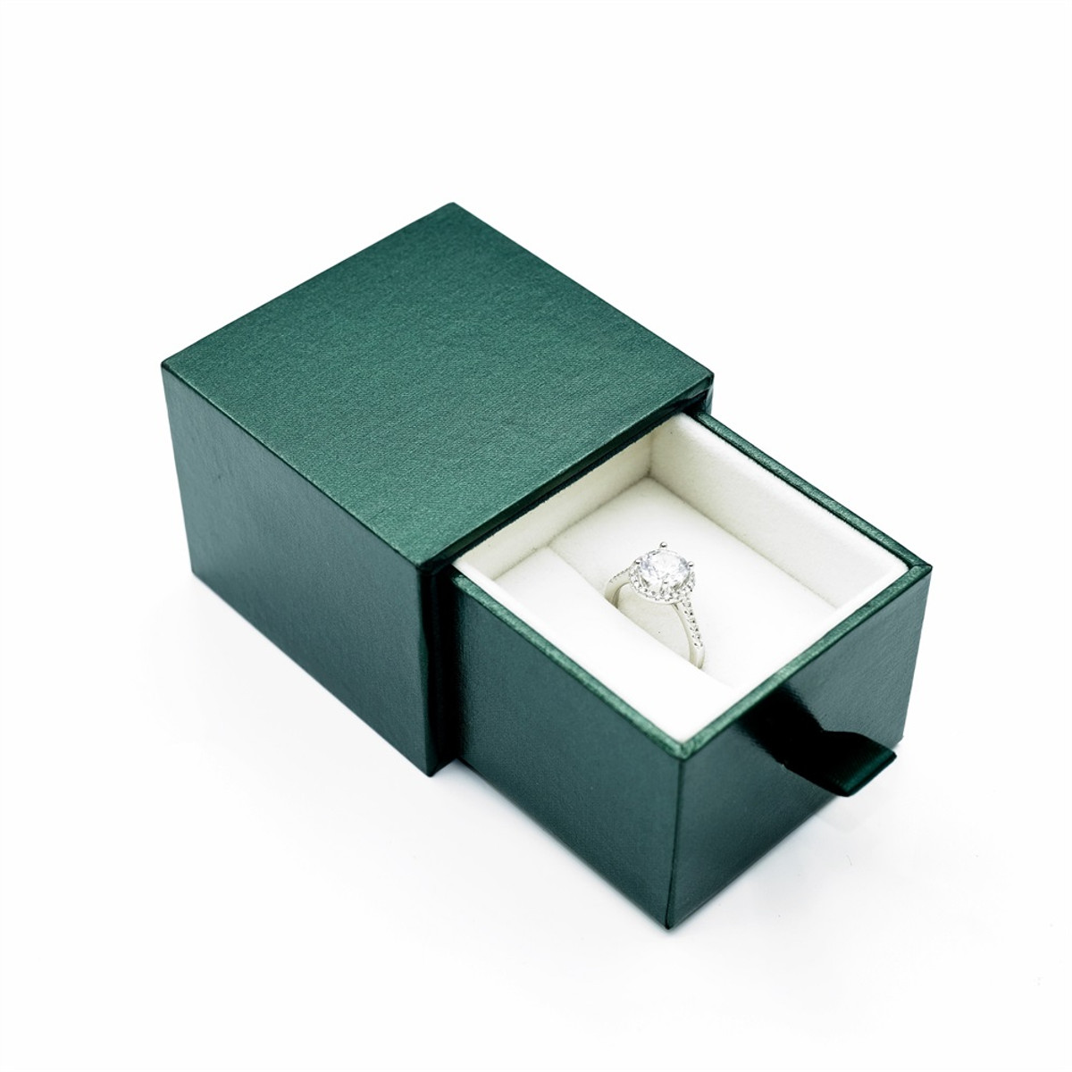 Holidaypacfactory green slide out ring box packaging side and edge detail