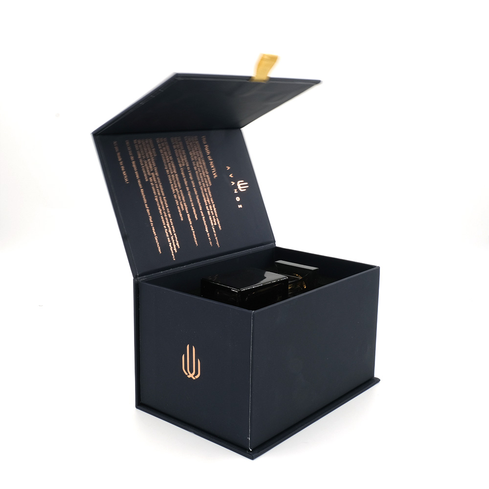 Holidaypacfactory hinged closure magnetic perfume box packaging opening view