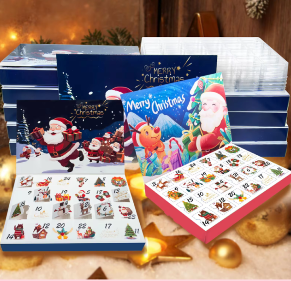 Holidaypacfactory 24 compartment Christmas countdown advent calendar blind box PET tray product image 1