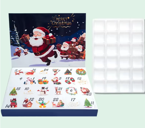 Holidaypacfactory 24 compartment Christmas countdown advent calendar blind box PET tray product image 3