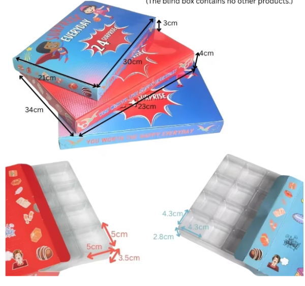 Holidaypacfactory 24 compartment Christmas countdown advent calendar blind box PET tray product image 6