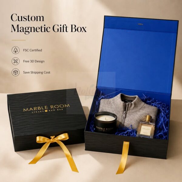 Holidaypacfactory Custom Bespoke Magnetic Cardboard Digital Printing Clothing Paper Box With Ribbon for Apparel Packaging realistic full frame packaging main image
