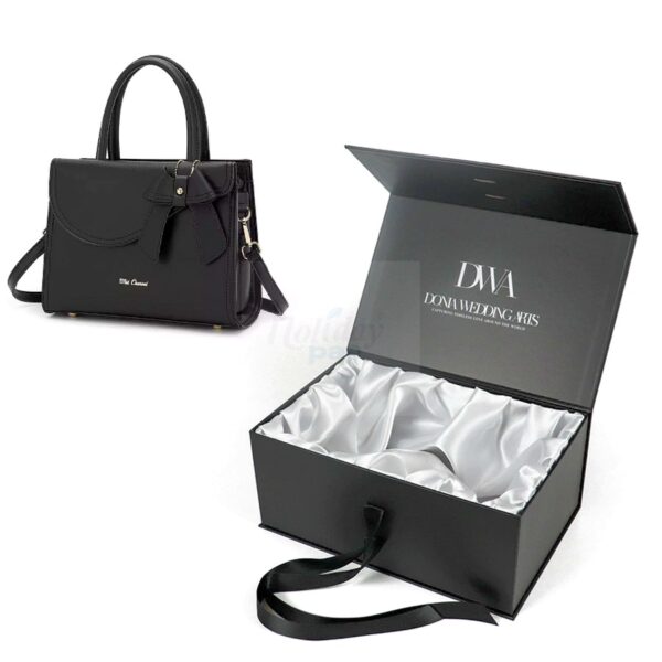 Holidaypacfactory Custom Logo Printed recycled cardboard magnetic handbag packaging boxes for Apparel Packaging realistic full frame packaging main image