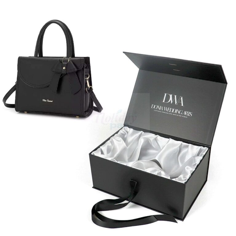Holidaypacfactory Custom Logo Printed recycled cardboard magnetic handbag packaging boxes for Apparel Packaging realistic full frame packaging main image