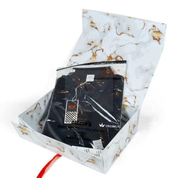 Holidaypacfactory Custom Printed Foldable Premium Feeling Suit Shirt Skirt Clothing Packaging Gift Boxes for Apparel Packaging realistic full frame packaging main image