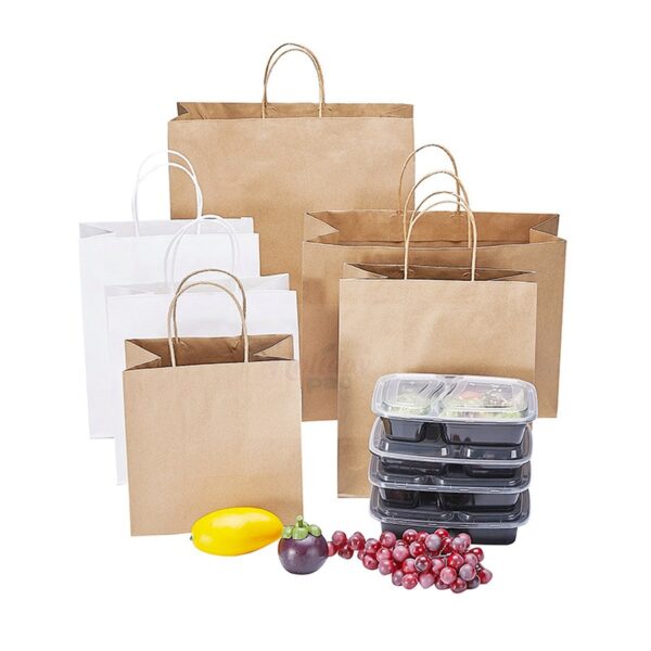 Holidaypacfactory custom restaurant takeaway paper bags with handles product image 4