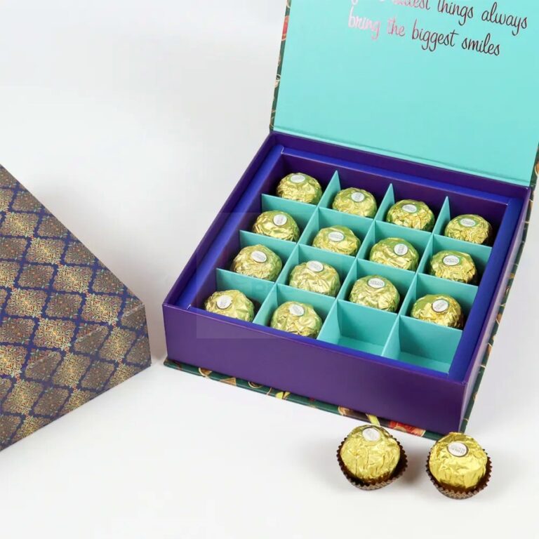 Holidaypacfactory Food Grade Chocolate and Candy Box with 16 Slots Insert realistic full frame packaging main image