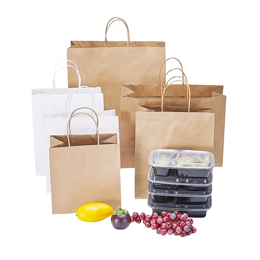 Holidaypacfactory holidaypac factory restaurant takeaway paper bags for foodservice buyers large kraft carrier bag