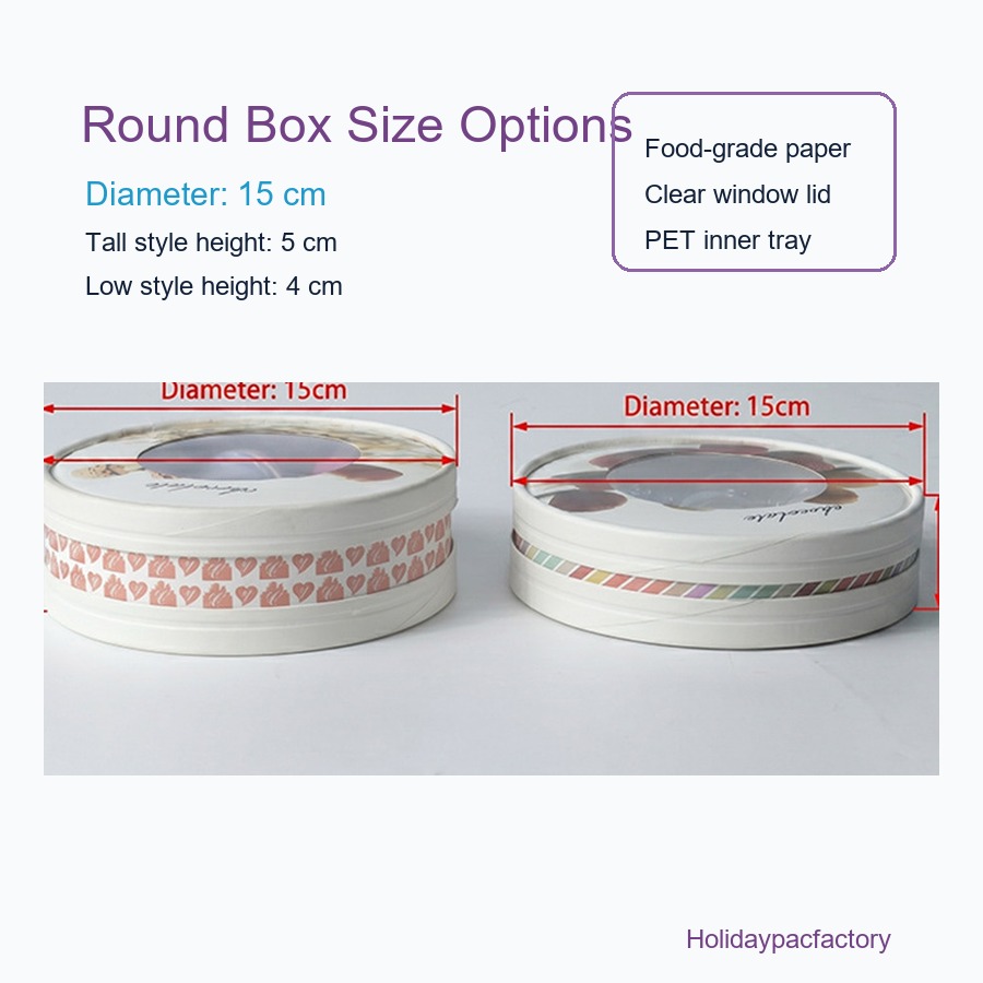 Holidaypacfactory holidaypac factory round clear window macaron gift box 15 cm size guide