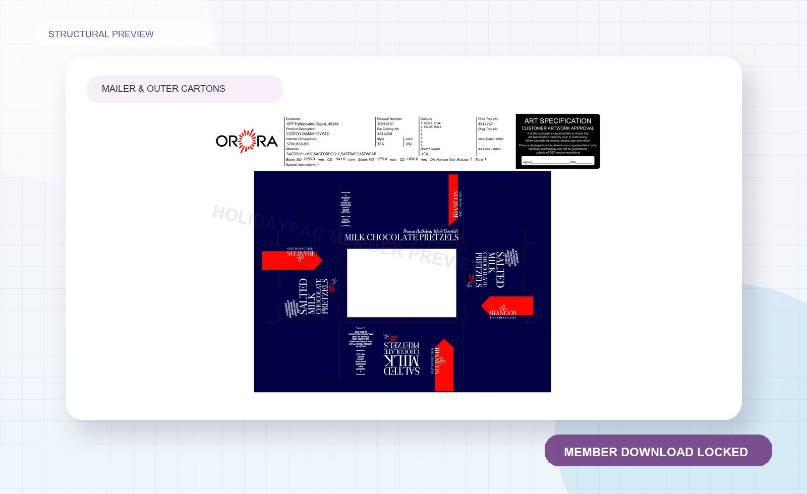 Holidaypacfactory premium dieline preview for mailer and outer carton templates