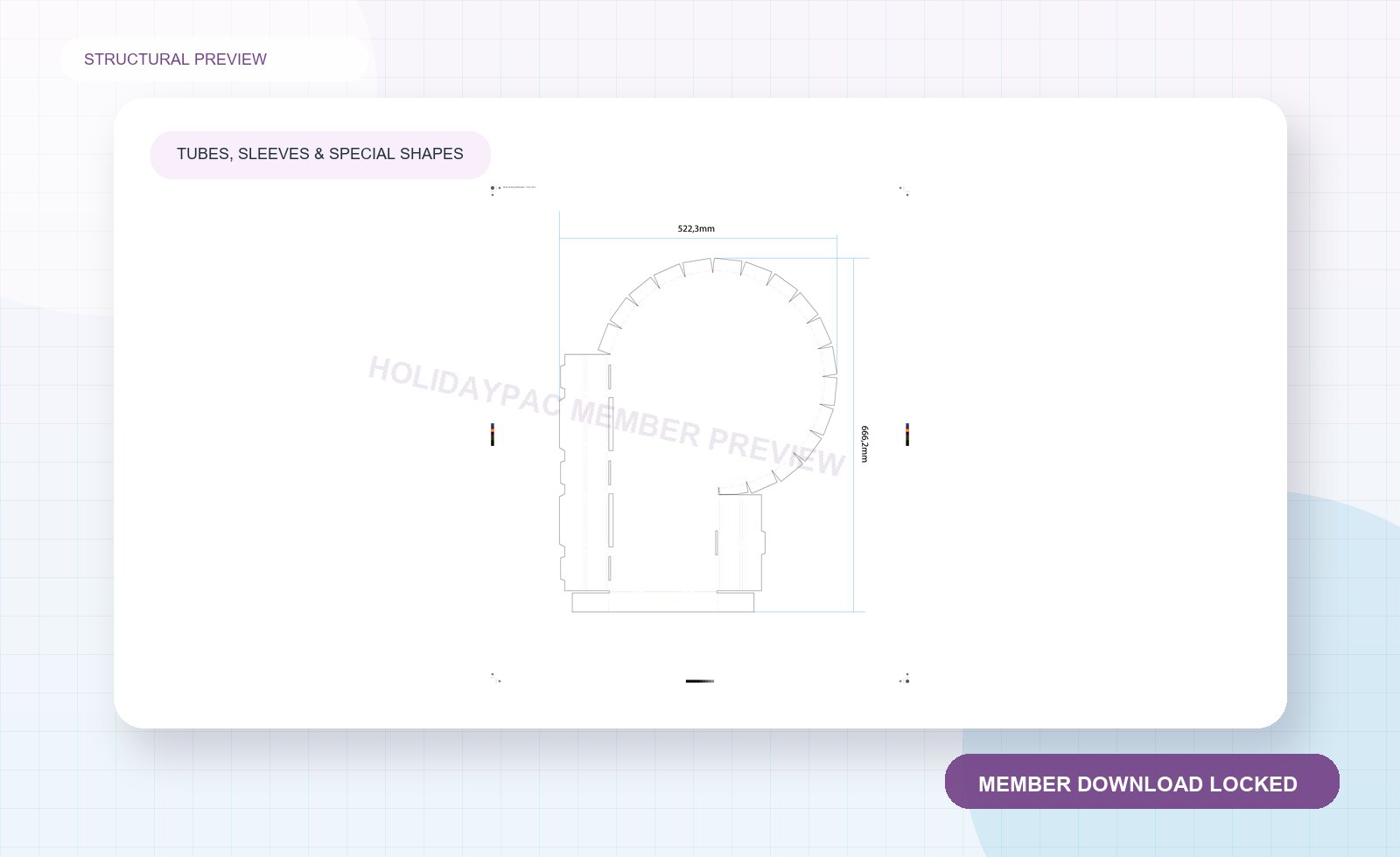 Holidaypacfactory premium dieline preview for tube sleeve and special shape templates