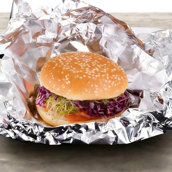 Holidaypacfactory white foil laminated paper wrap for hot food full bleed product image 2