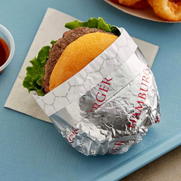 Holidaypacfactory white foil laminated paper wrap for hot food full bleed product image 3