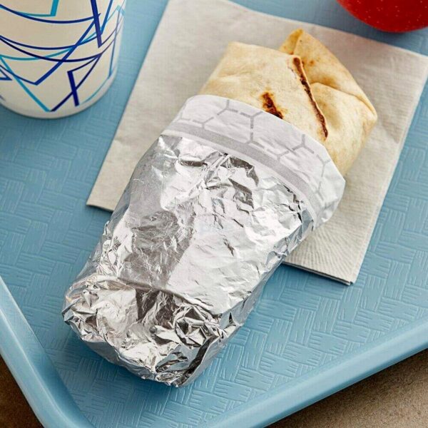Holidaypacfactory white foil laminated paper wrap for hot food full bleed product image 5