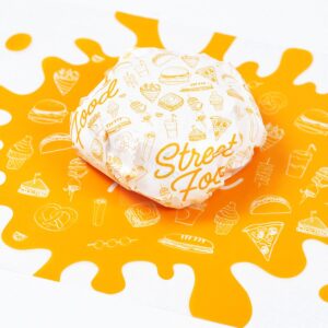 Holidaypacfactory white kraft burger wrap paper sheets for qsr trays full bleed product image 1