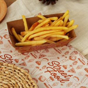 Holidaypacfactory white kraft takeaway tray liner paper for foodservice full bleed product image 1