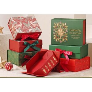 Christmas magnetic folding gift box Holidaypacfactory image 1 for holiday retail, corporate gifting, confectionery, beauty and premium seasonal gift sets