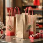 custom Christmas gift paper bags with handles Holidaypacfactory image 3 for holiday retail, bakery gifting and boutique shopping bags